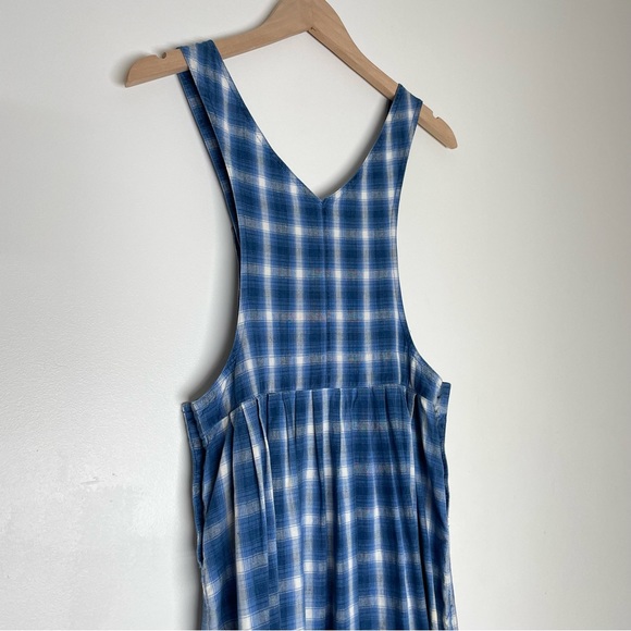 VINTAGE Express Plaid Overall Maxi Dress Cottagecore Yellowstone America - Picture 9 of 10